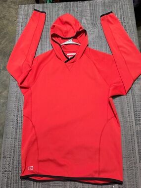 Cutter & Buck Red-dish Orange Form Fitting Hooded Pullover with Black Trim